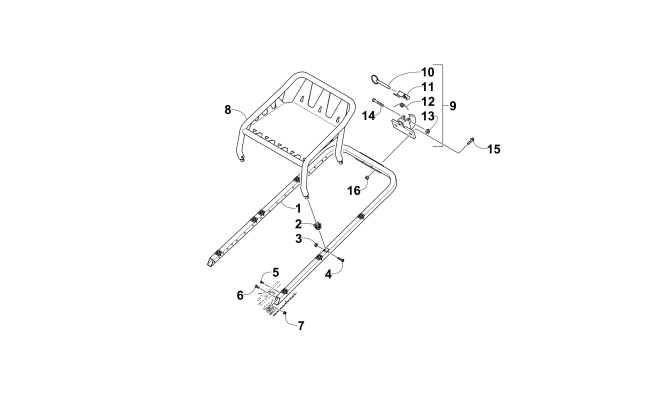 REAR BUMPER, RACK, AND HITCH ASSEMBLY