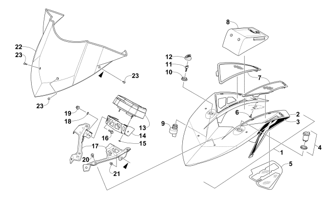 WINDSHIELD AND INSTRUMENTS ASSEMBLIES