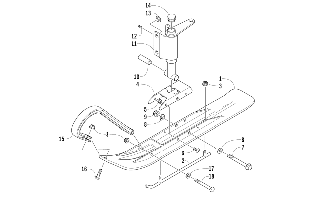 SKI AND SPINDLE ASSEMBLY