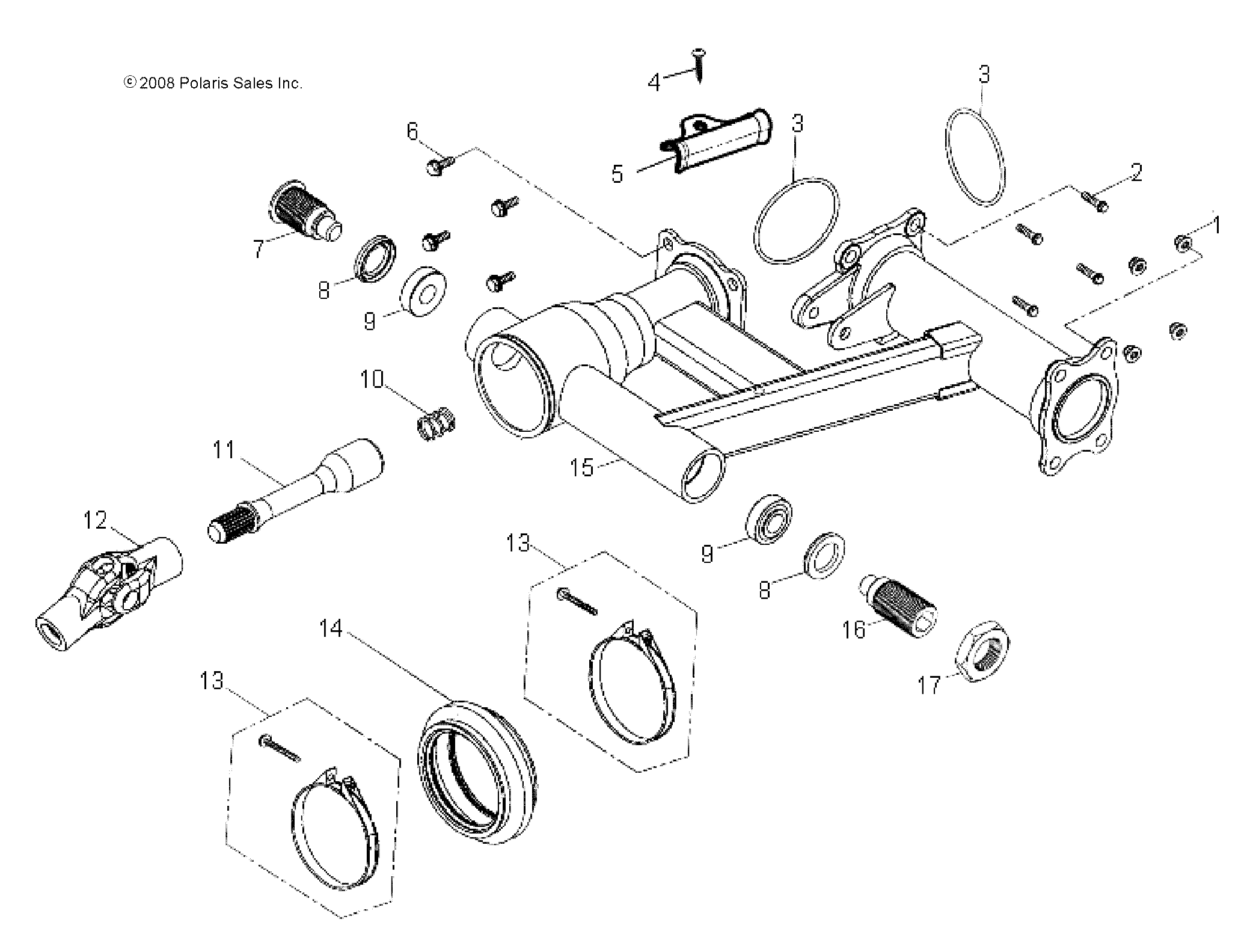 CHASSIS, REAR SWING ARM - A08PB20AB/AD (49ATVSWINGARMRR07PHX)