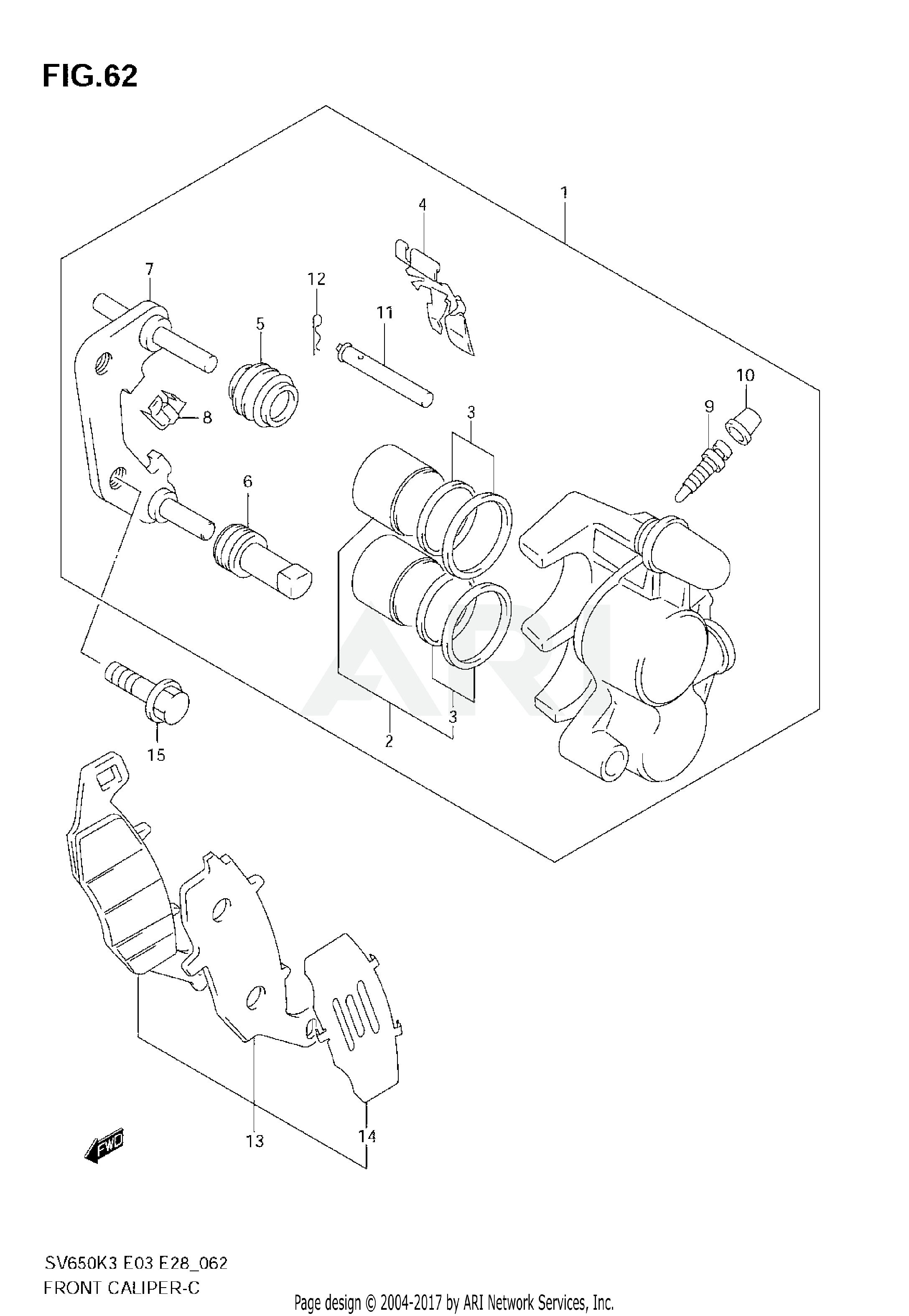 FRONT CALIPER (SV650K3/SK3/K4/SK4/K5/SK5/K6/SK6/K7/SK7)