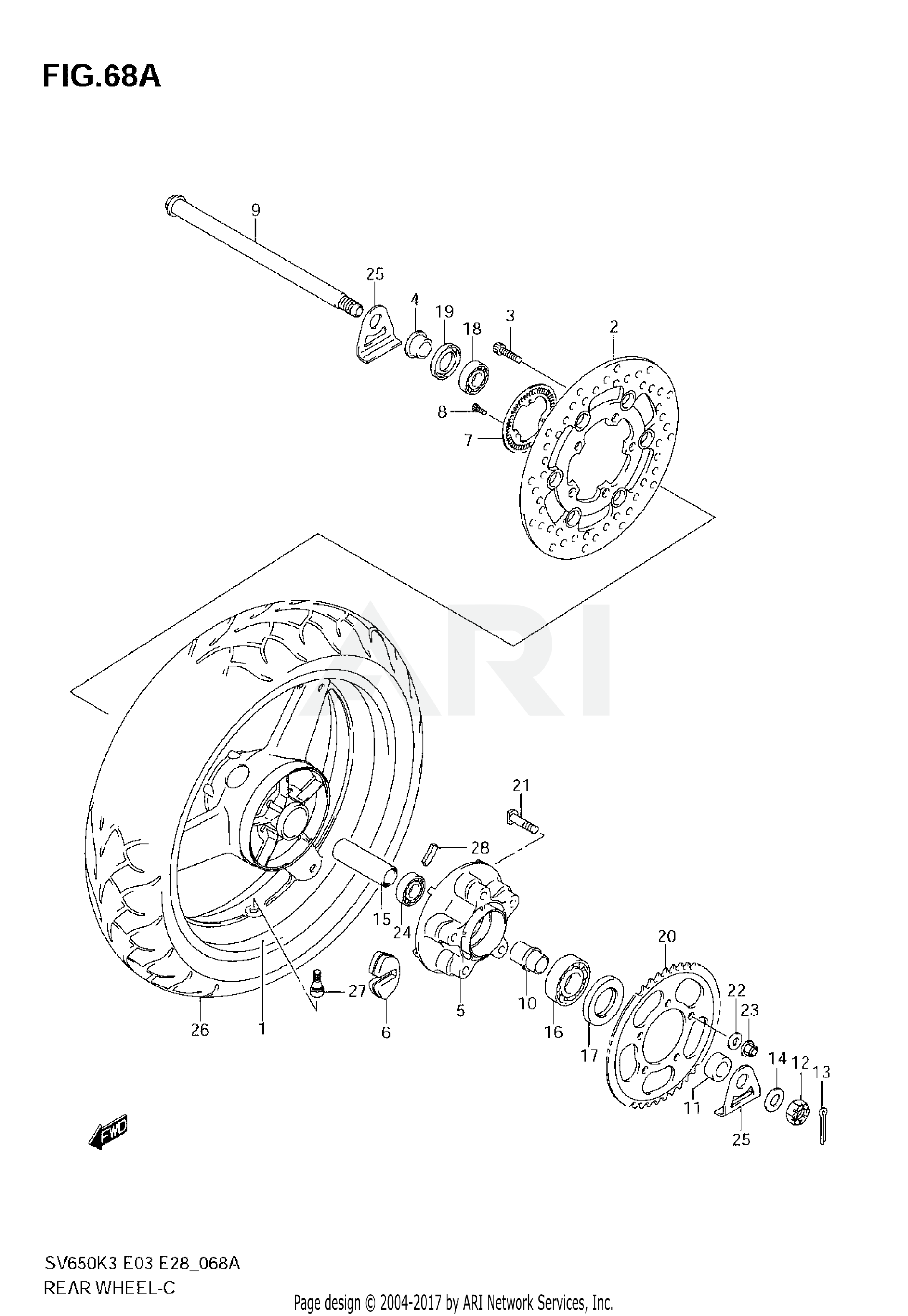 REAR WHEEL (SV650AK7/SAK7)