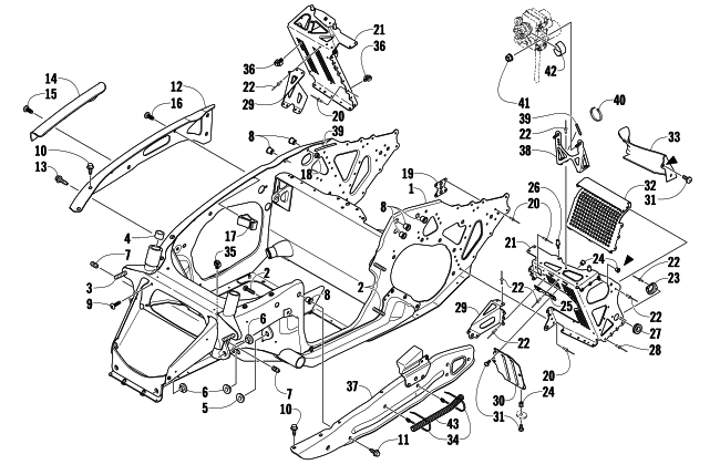 FRONT FRAME AND FOOTREST ASSEMBLY