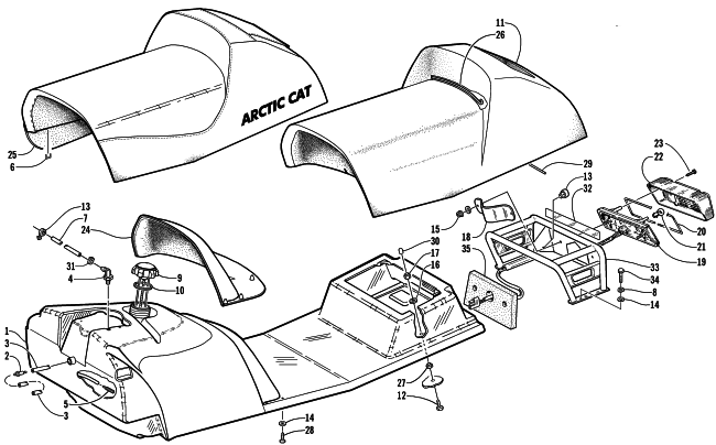 GAS TANK, RACK, SEAT, AND TAILLIGHT ASSEMBLY