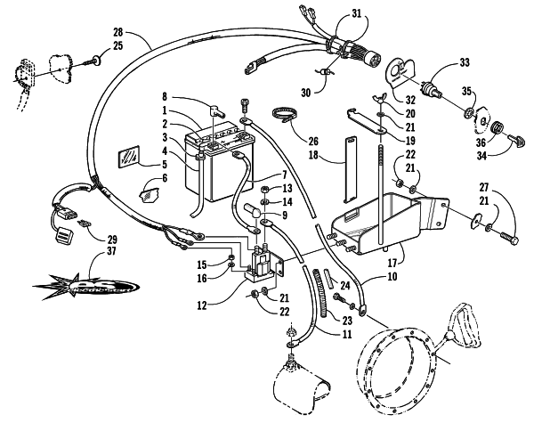 BATTERY, SOLENOID, AND CABLES (OPTIONAL)