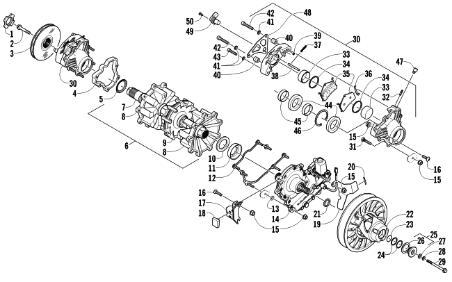 DRIVE TRAIN SHAFT AND BRAKE ASSEMBLIES