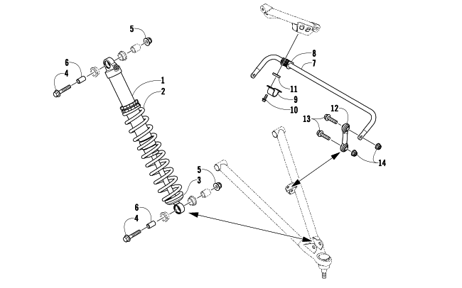 SHOCK ABSORBER AND SWAY BAR ASSEMBLY