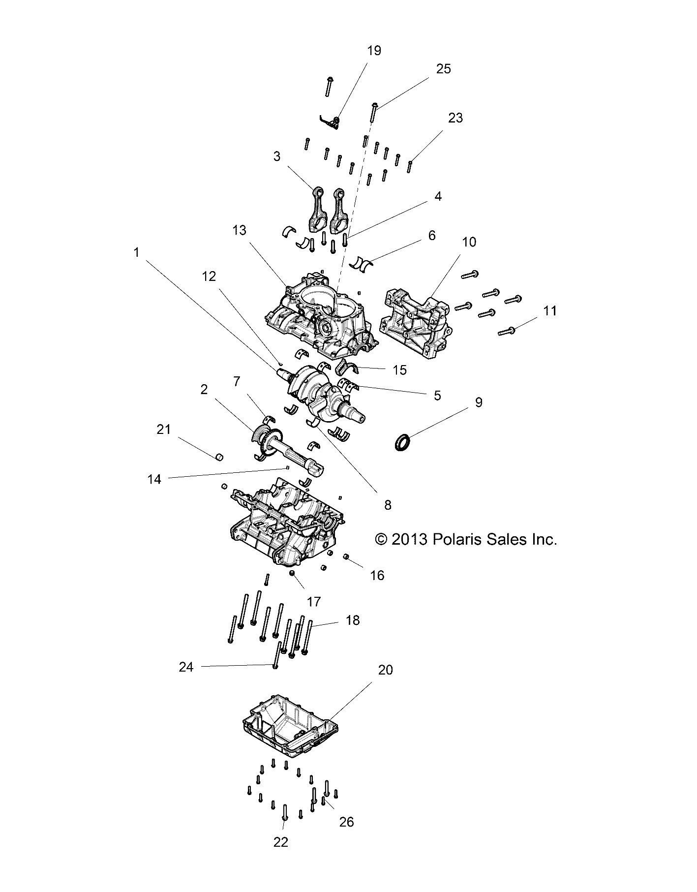 ENGINE, CRANKCASE AND CRANKSHAFT - Z17VDE99NM (49RGRCRANKCASE14RZR1000)