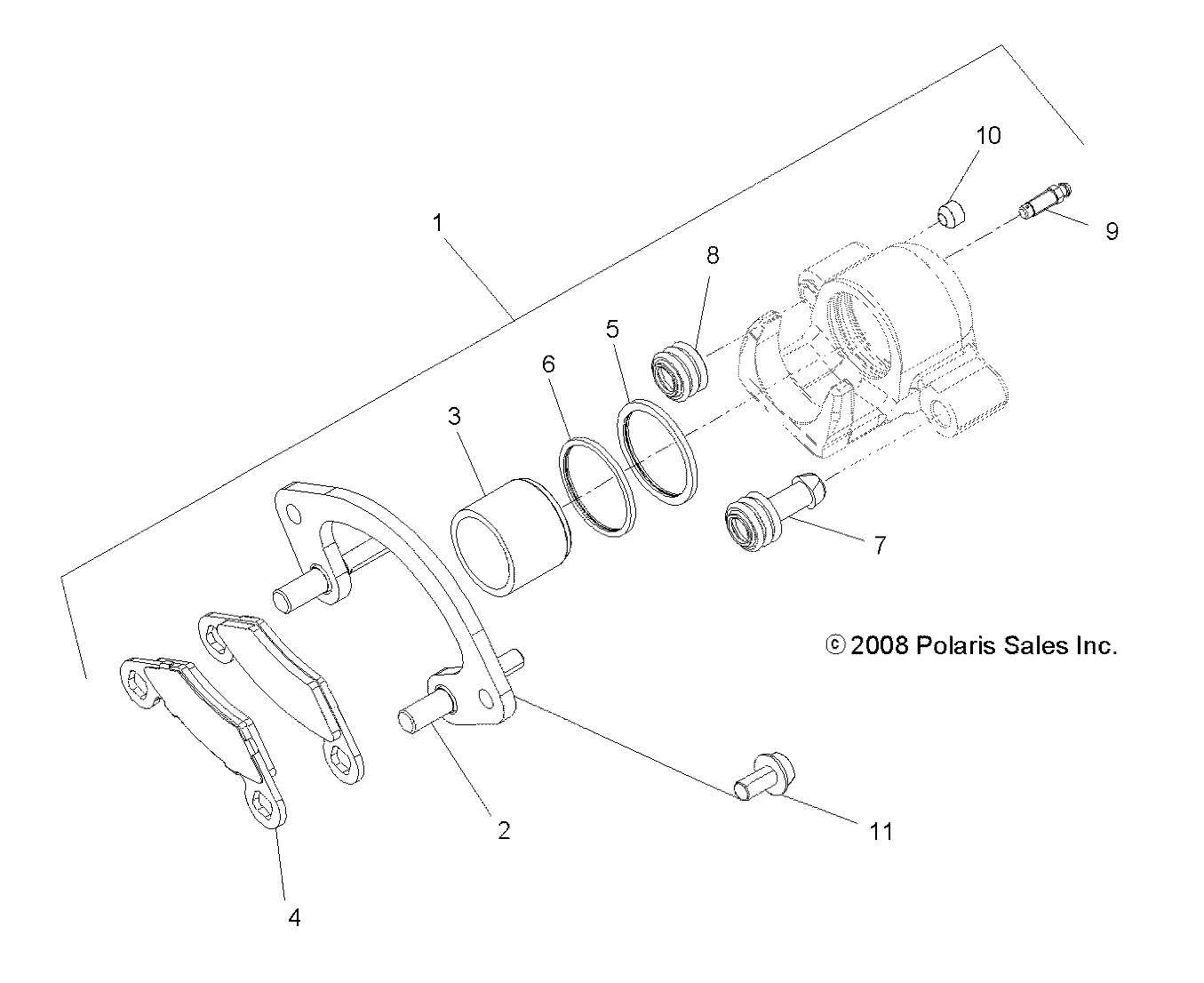 BRAKES, FRONT CALIPER - A15SVE95FW (49ATVBRAKERR09SPXP850)