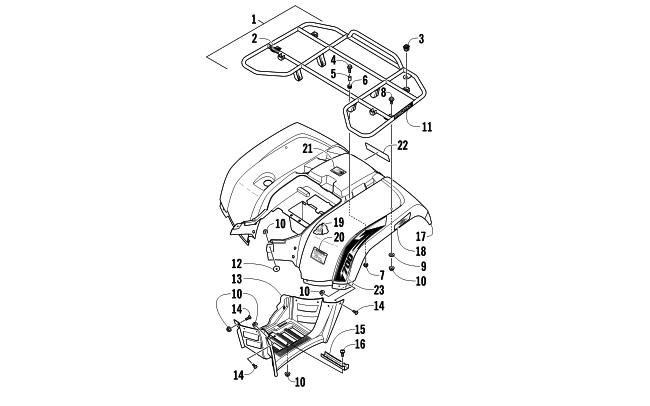 REAR RACK, BODY PANEL, AND FOOTWELL ASSEMBLIES