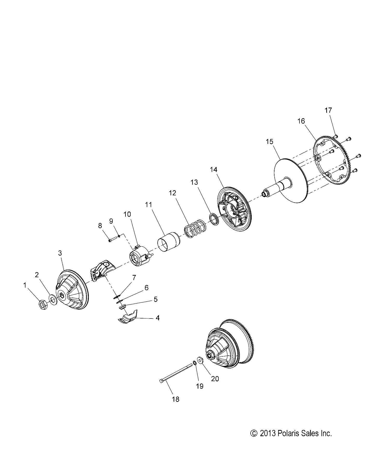 DRIVE TRAIN, CLUTCH, PRIMARY - S20CED5BSL/BSU ALL OPTIONS (49SNOWDRIVECLUTCH14550)