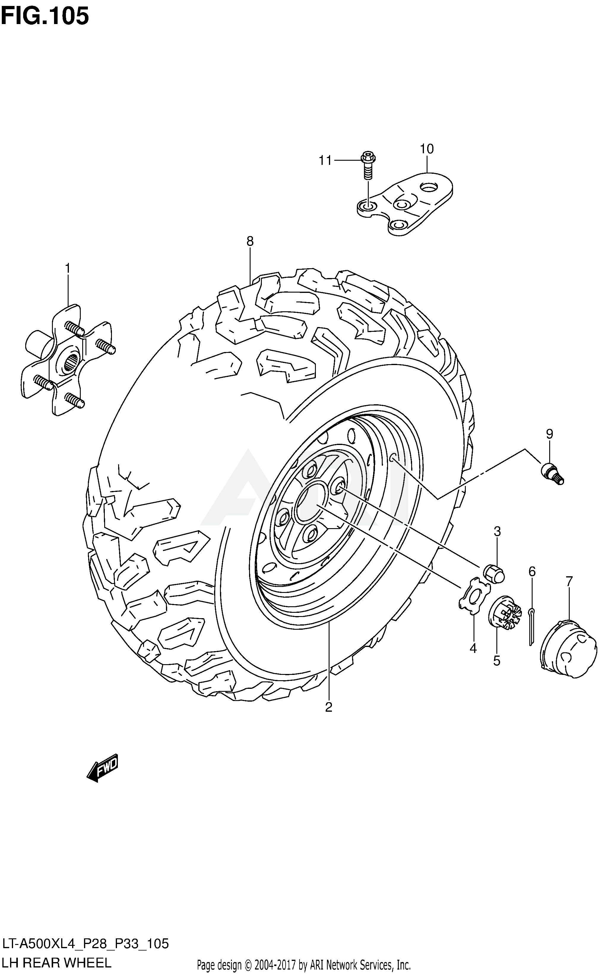 LH REAR WHEEL (LT-A500XZL4 P33)