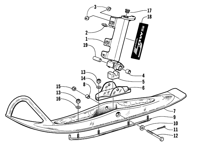 SKI AND SPINDLE ASSEMBLY