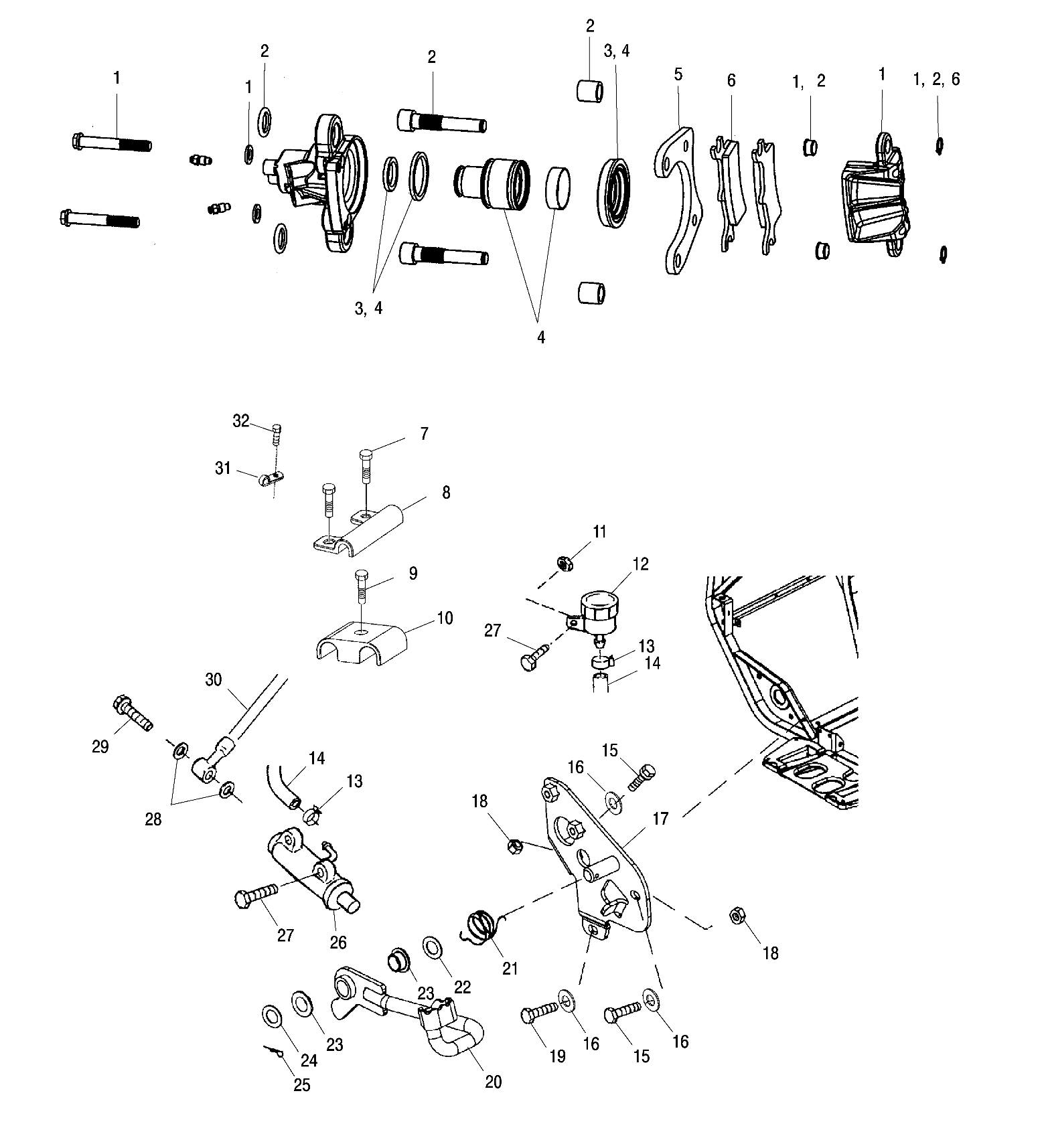 REAR BRAKE - A02CB32AA/AB/FC (4970107010B03)