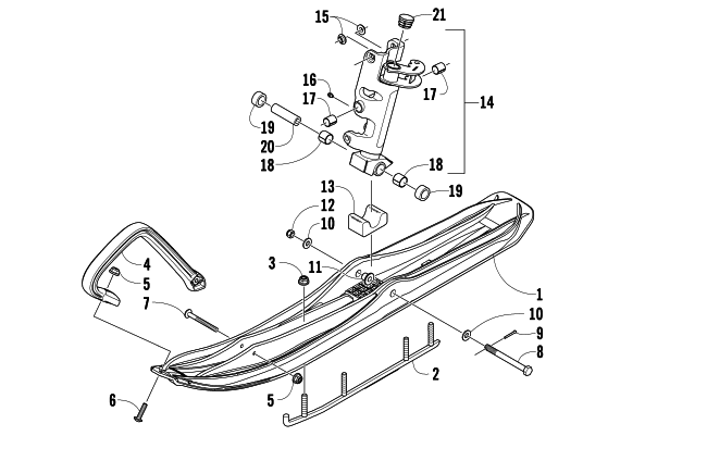 SKI AND SPINDLE ASSEMBLY