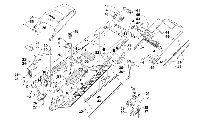 TUNNEL, REAR BUMPER, AND SNOWFLAP ASSEMBLY