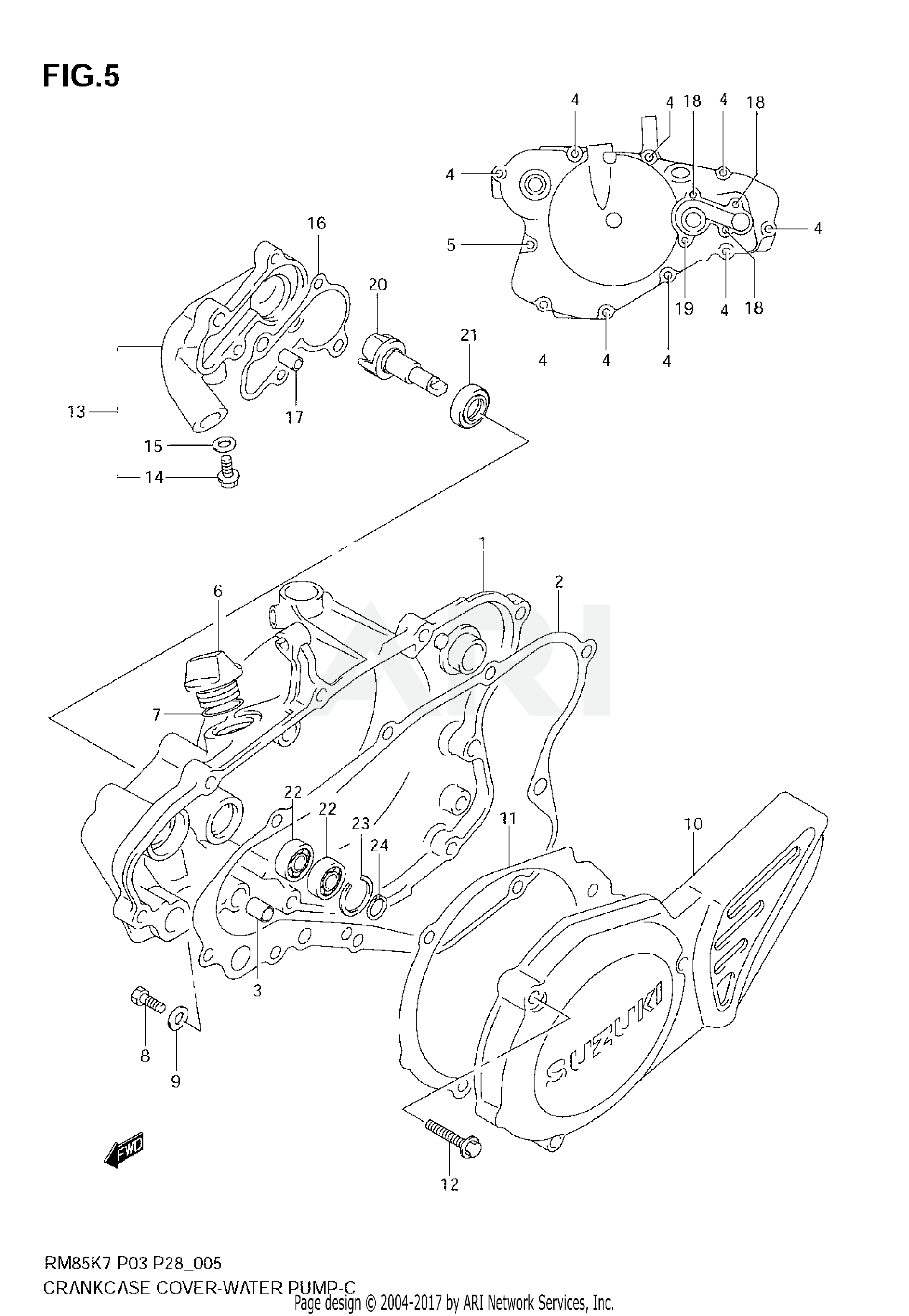 CRANKCASE COVER- WATER PUMP