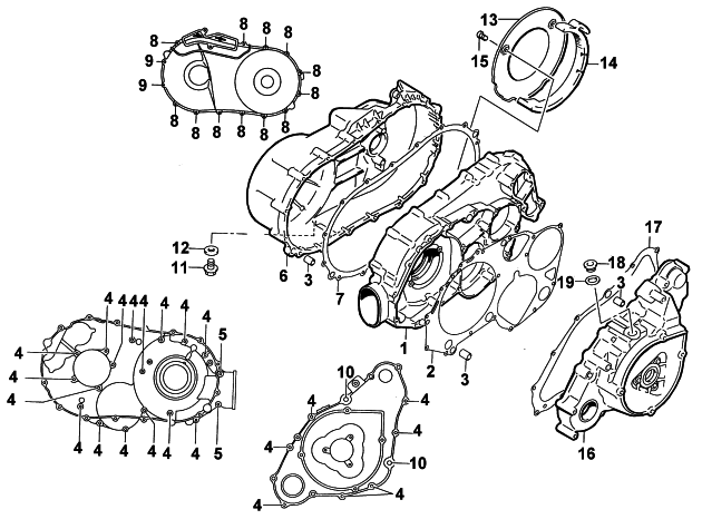 CLUTCH/V-BELT/MAGNETO COVER ASSEMBLY