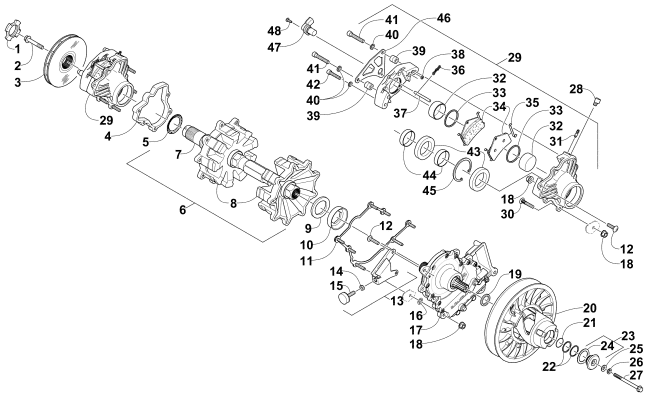 DRIVE TRAIN SHAFT AND BRAKE ASSEMBLIES