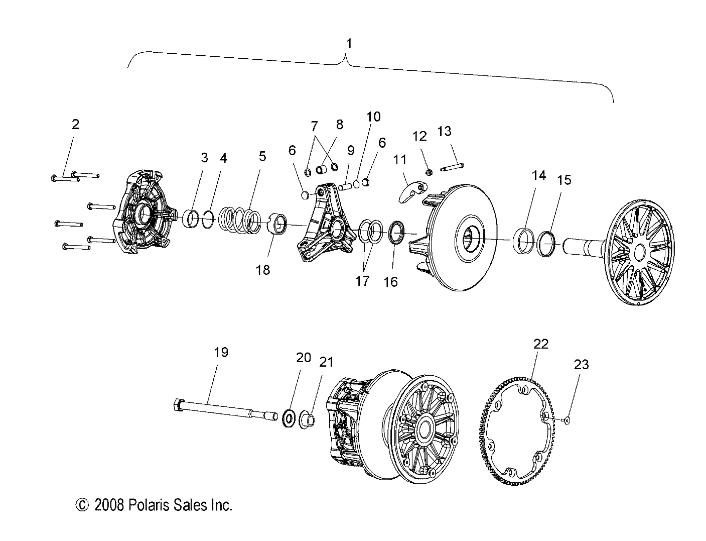 DRIVE TRAIN, CLUTCH, PRIMARY - S15PT6HSL/HEL (49SNOWDRIVECLUTCH09600TRG)