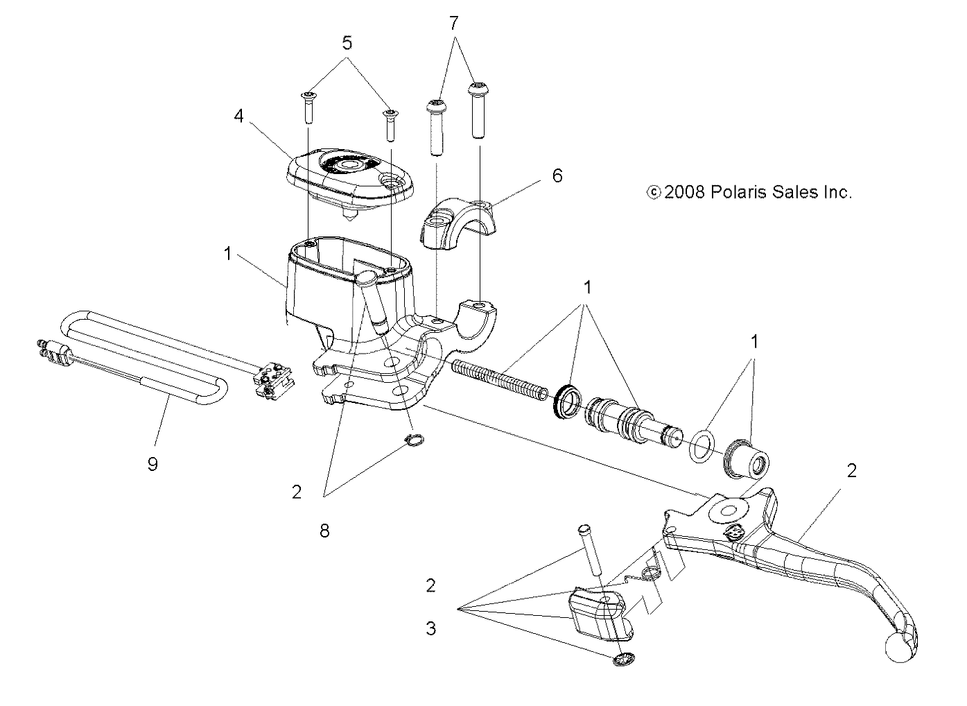 BRAKES, FRONT BRAKE LEVER and MASTER CYLINDER - A16SVA85A2 (49ATVMCLH09SPXP550)