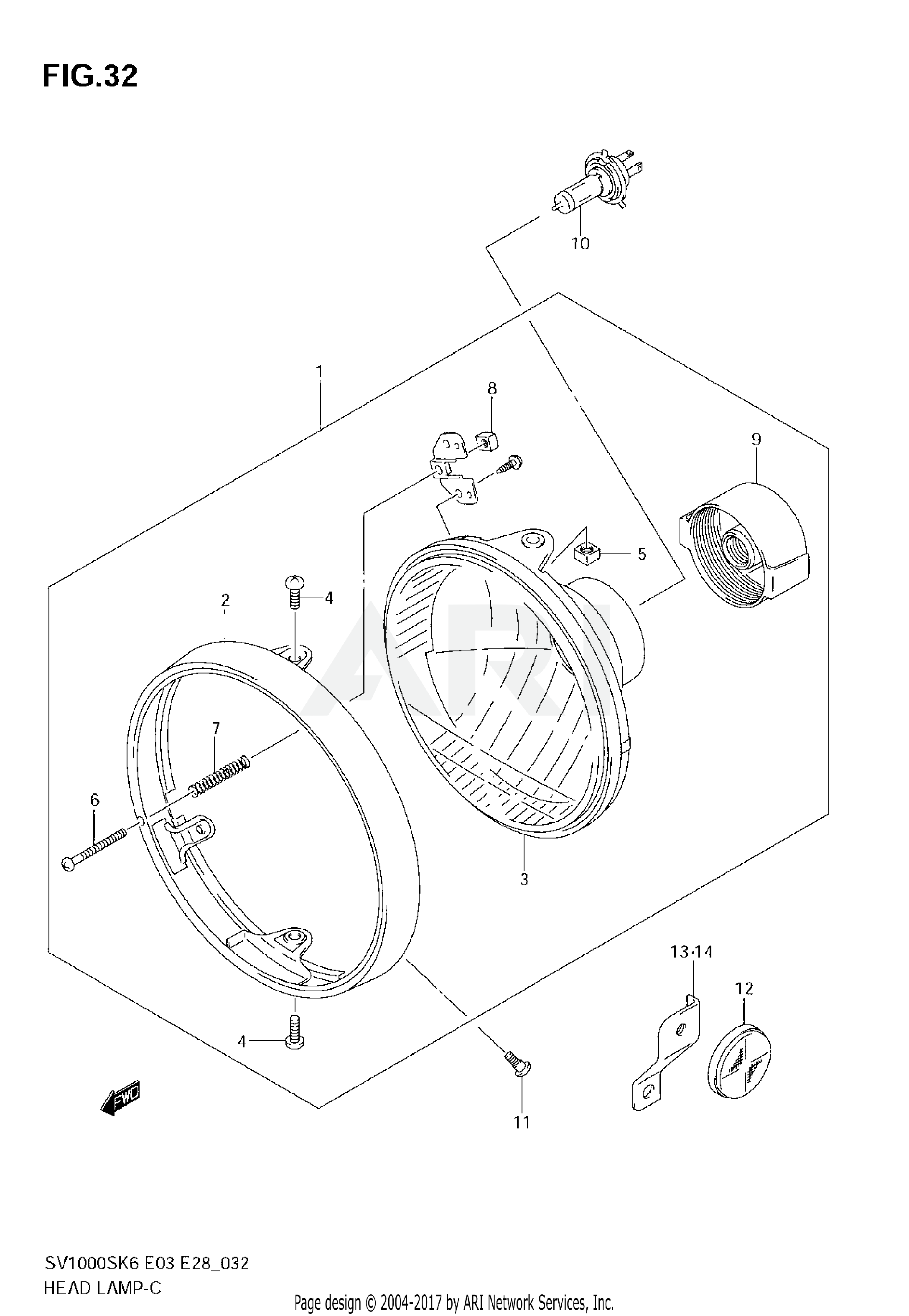 HEADLAMP (SV1000) (NOT FOR US MARKET)