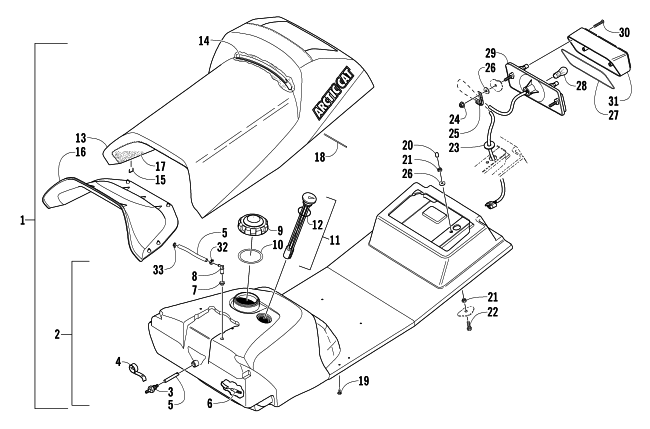 GAS TANK, SEAT, AND TAILLIGHT ASSEMBLY