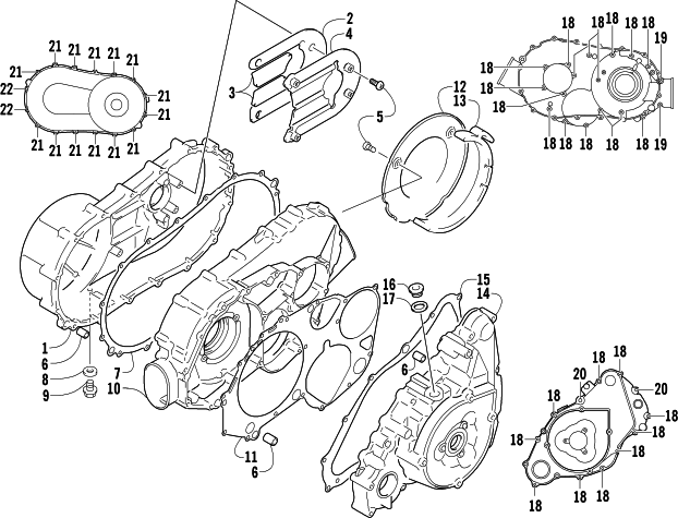 CLUTCH/V-BELT/MAGNETO COVER ASSEMBLY