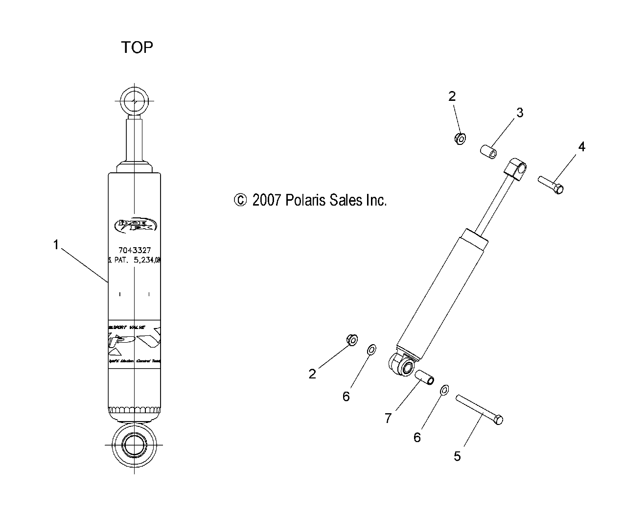 SUSPENSION, SHOCK, REAR TRACK (7043327) - S15PT6HSL/HEL (49SNOWSHOCKREAR7043327)