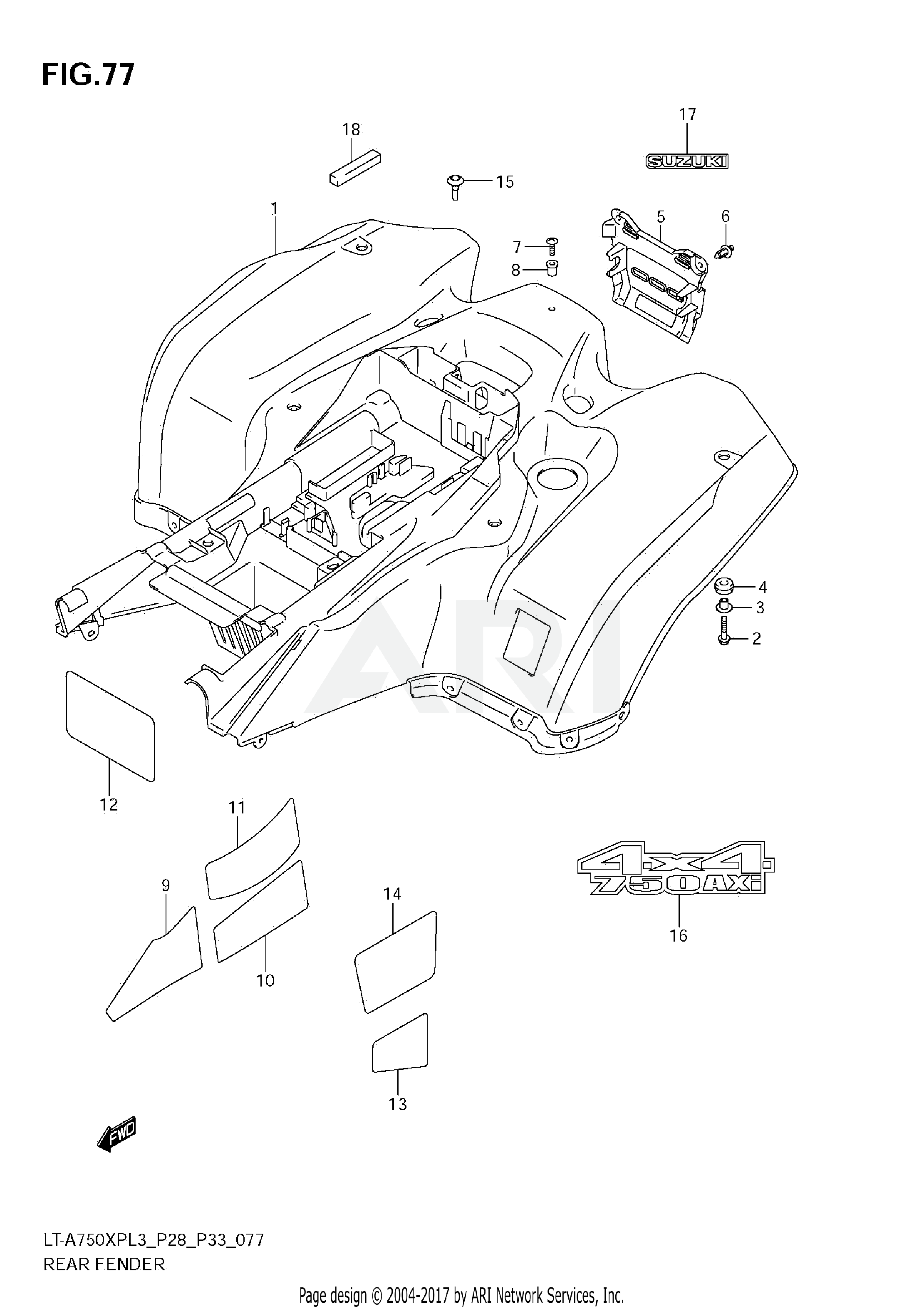 REAR FENDER (LT-A750XPZL3 P33)