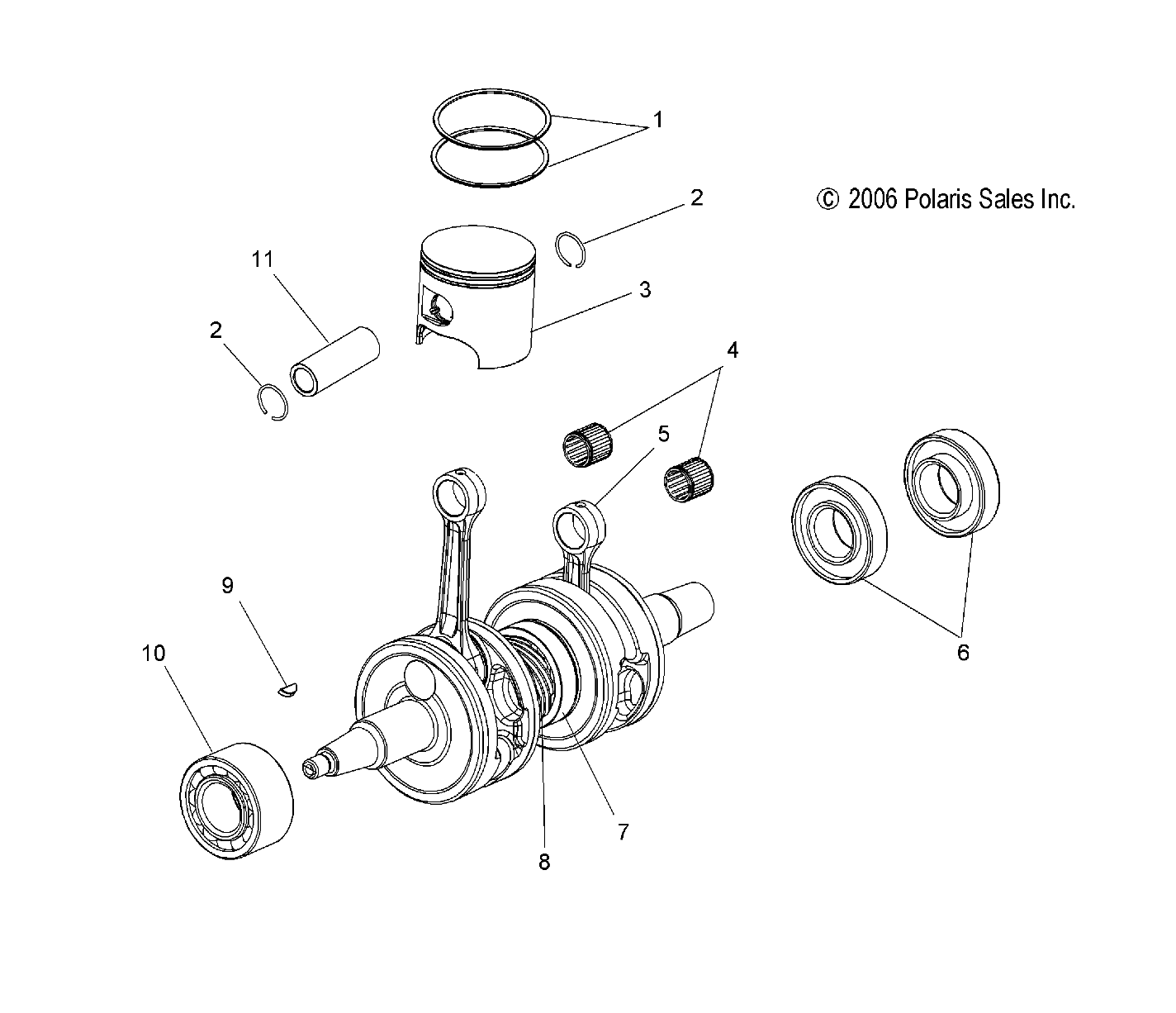 ENGINE, PISTON and CRANKSHAFT - S15PT6HSL/HEL (49SNOWPISTONCRANKSHAFT09600TRG)