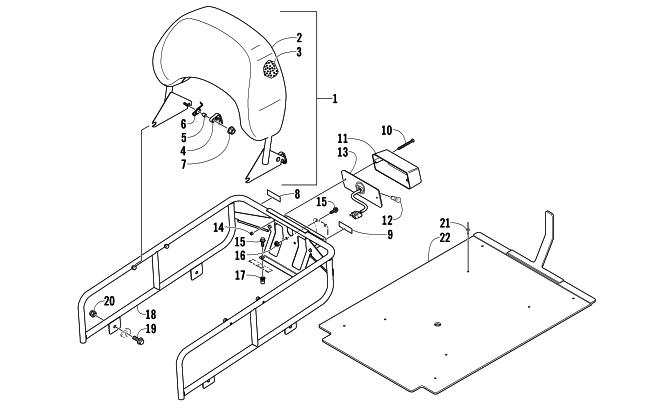 RACK, BACKREST, AND TAILLIGHT ASSEMBLY