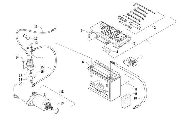 BATTERY AND STARTER ASSEMBLY