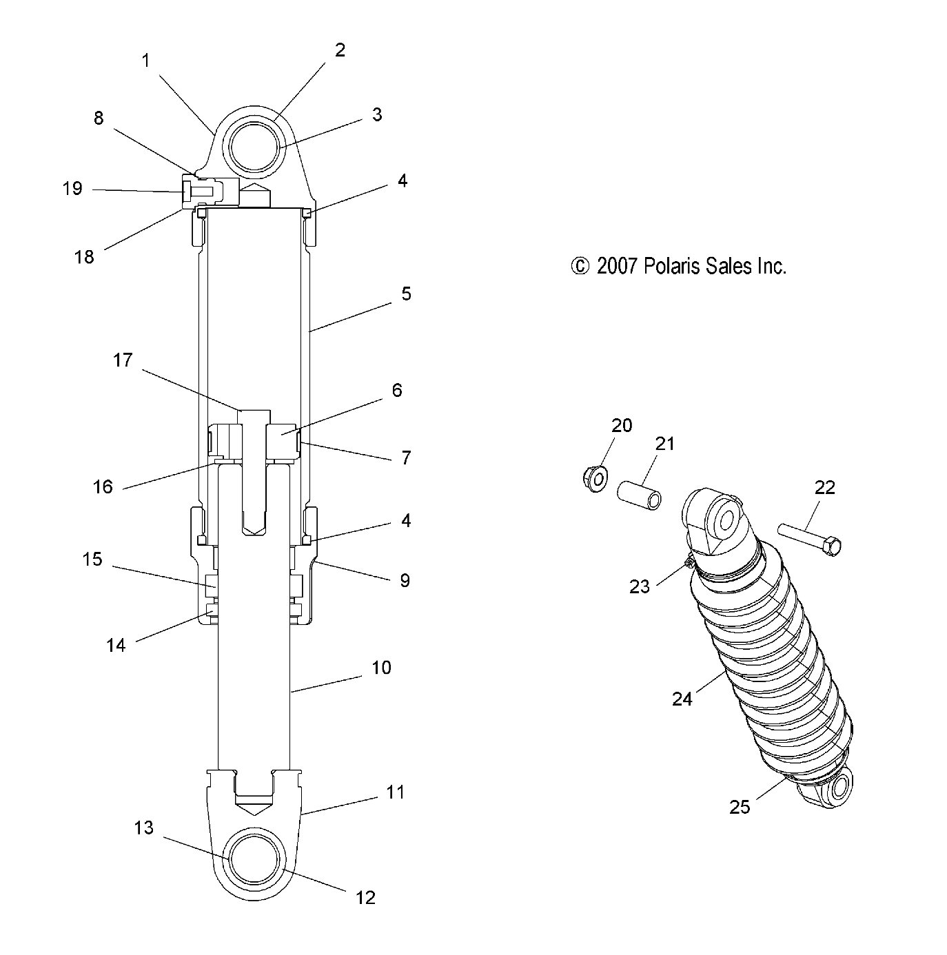 SUSPENSION, SHOCK, FRONT TRACK (WALKER EVANS) - S09MX6JS/JE (49SNOWSHOCKFRONT08600IQ)