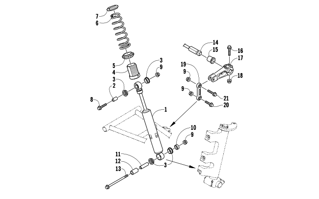 SHOCK ABSORBER AND SWAY BAR ASSEMBLY