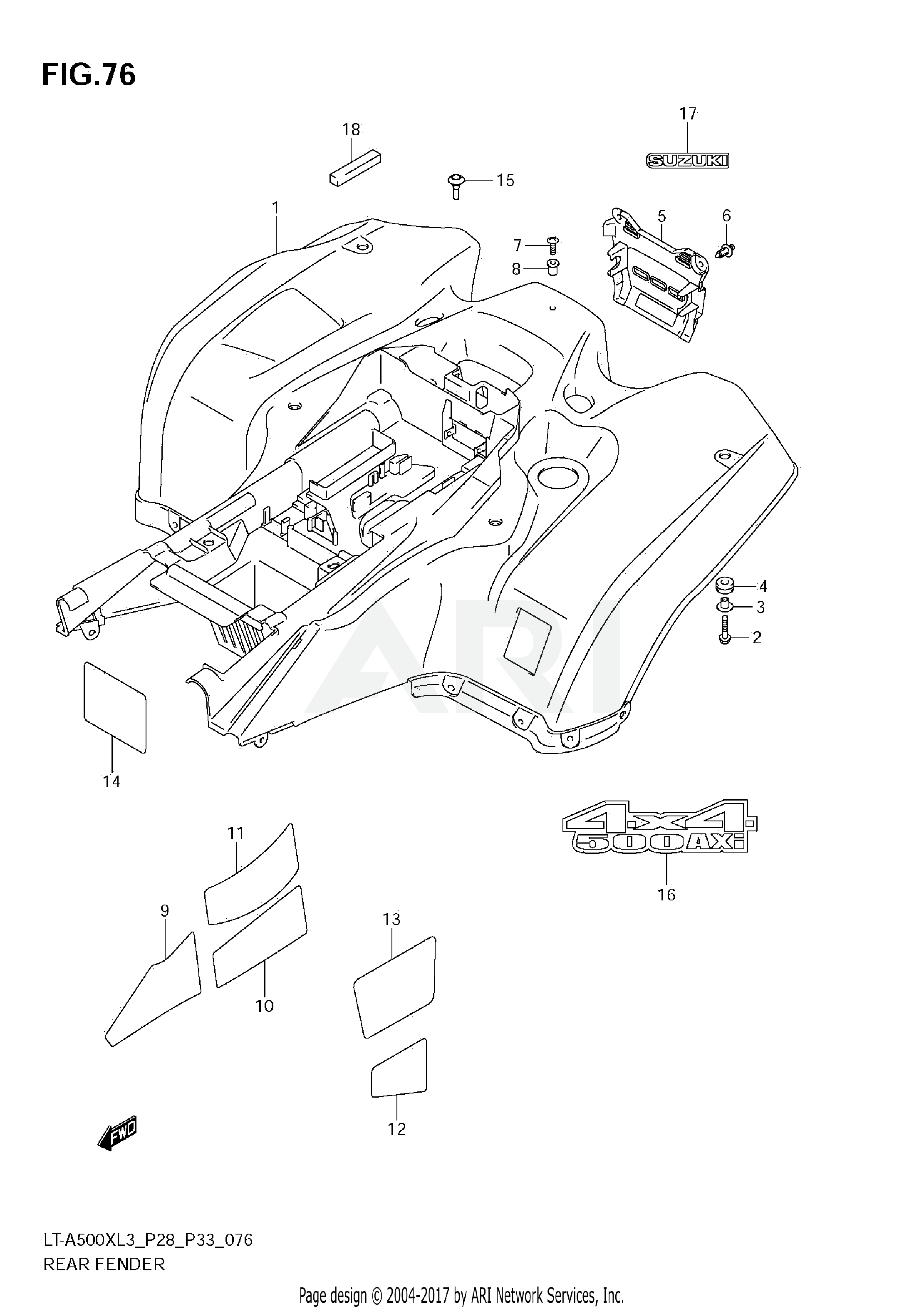 REAR FENDER (LT-A500XZL3 E33)