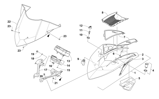 WINDSHIELD AND INSTRUMENTS ASSEMBLIES