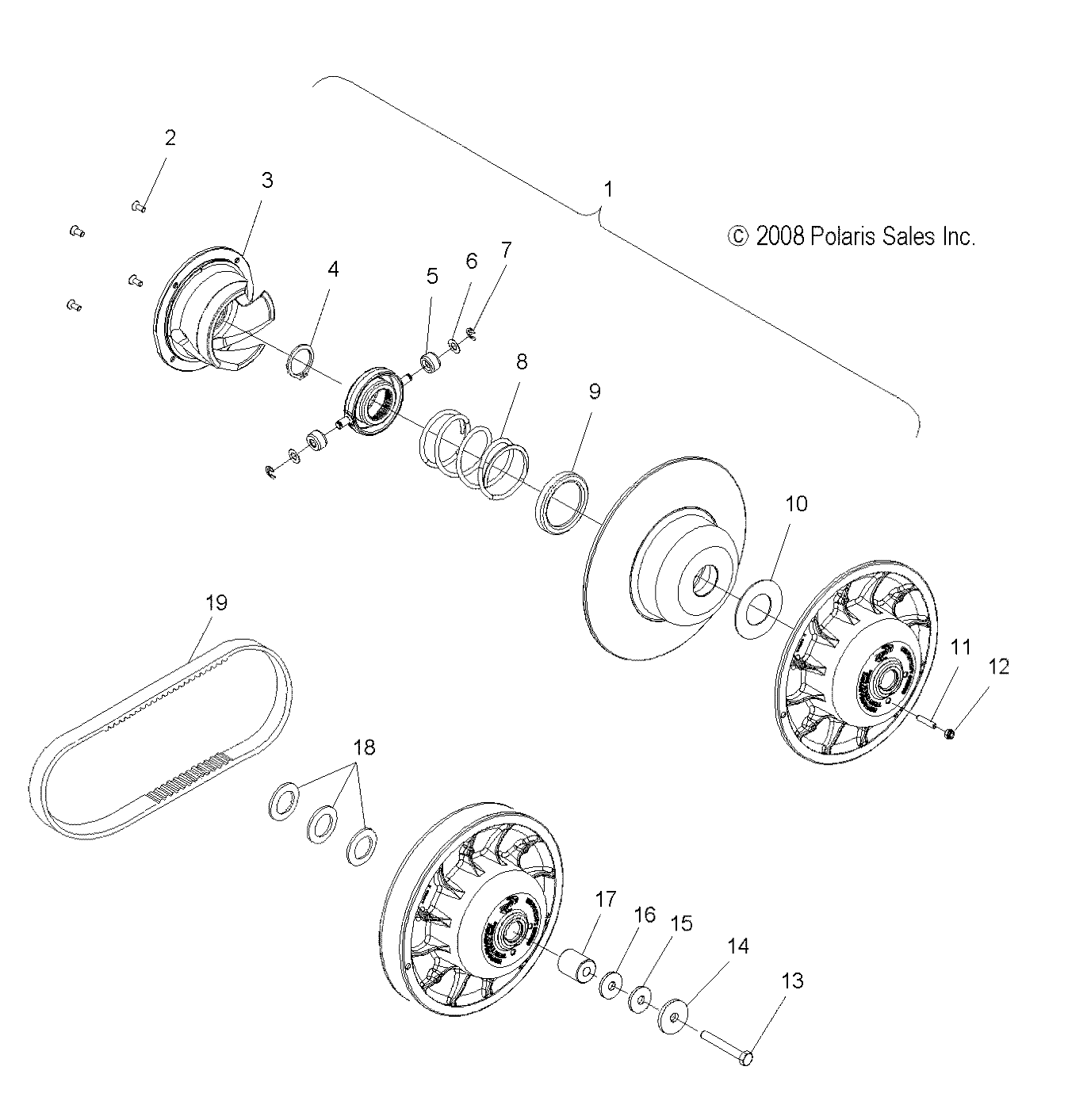 DRIVE TRAIN, CLUTCH, SECONDARY - S12BR8GSA/GSL (49SNOWDRIVENCLUTCH09ASLT)