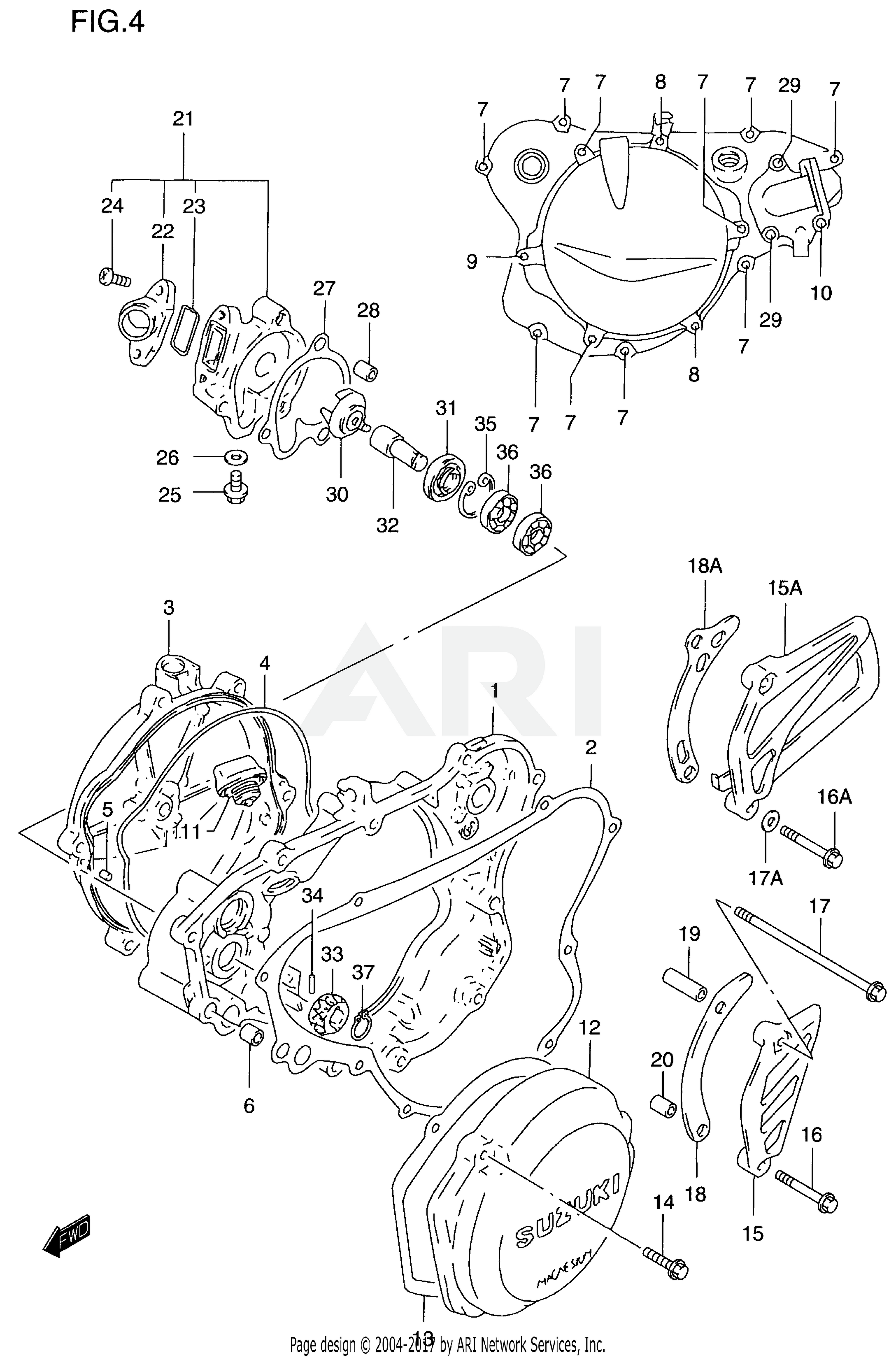 CRANKCASE COVER-WATER PUMP (MODEL T/V)