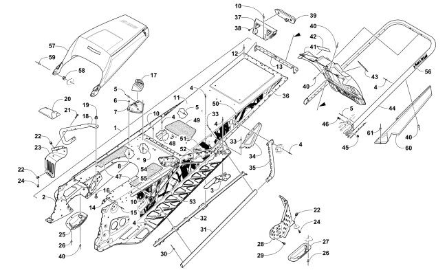 TUNNEL, REAR BUMPER, AND SNOWFLAP ASSEMBLY