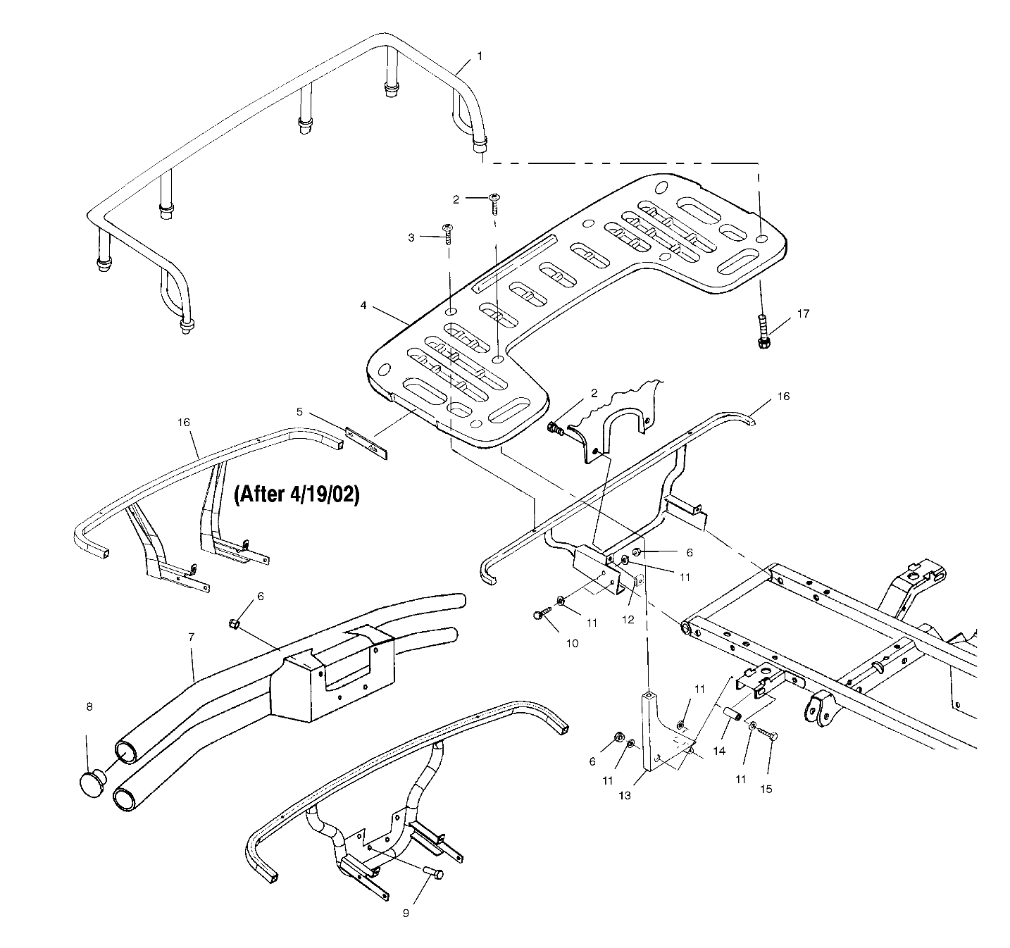 REAR RACK MOUNTING - A02CD32AA/AB/AC/FB (4970147014A06)