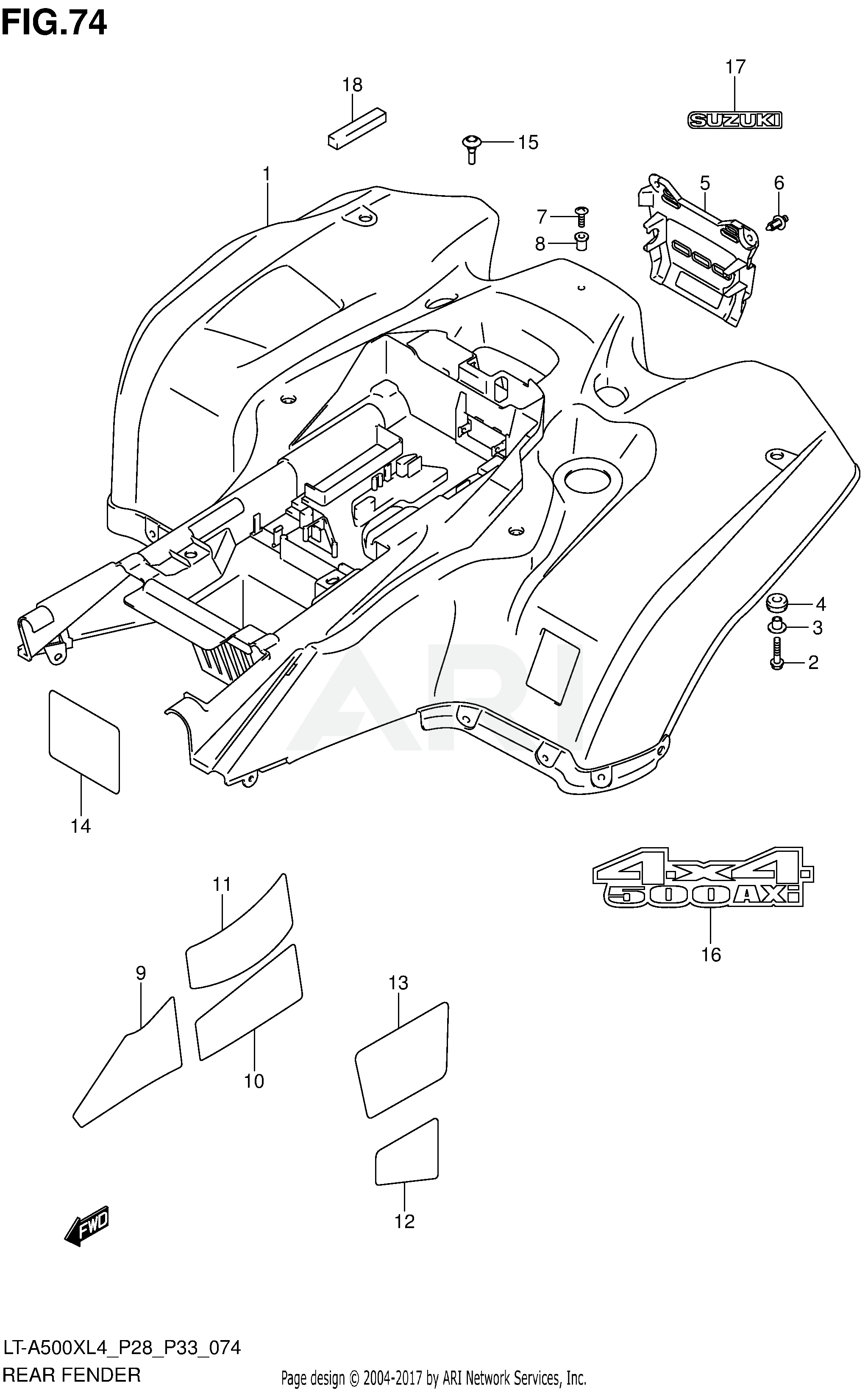 REAR FENDER (LT-A500XL4 P33)