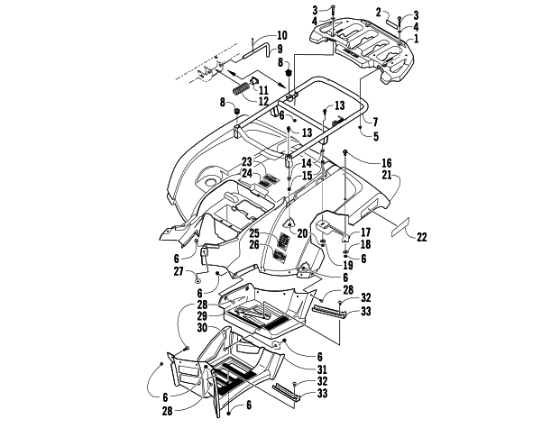 REAR RACK, BODY PANEL, AND FOOTWELL ASSEMBLIES