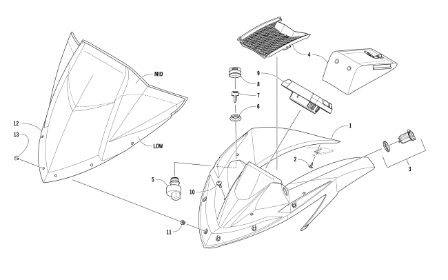 WINDSHIELD AND INSTRUMENTS ASSEMBLIES