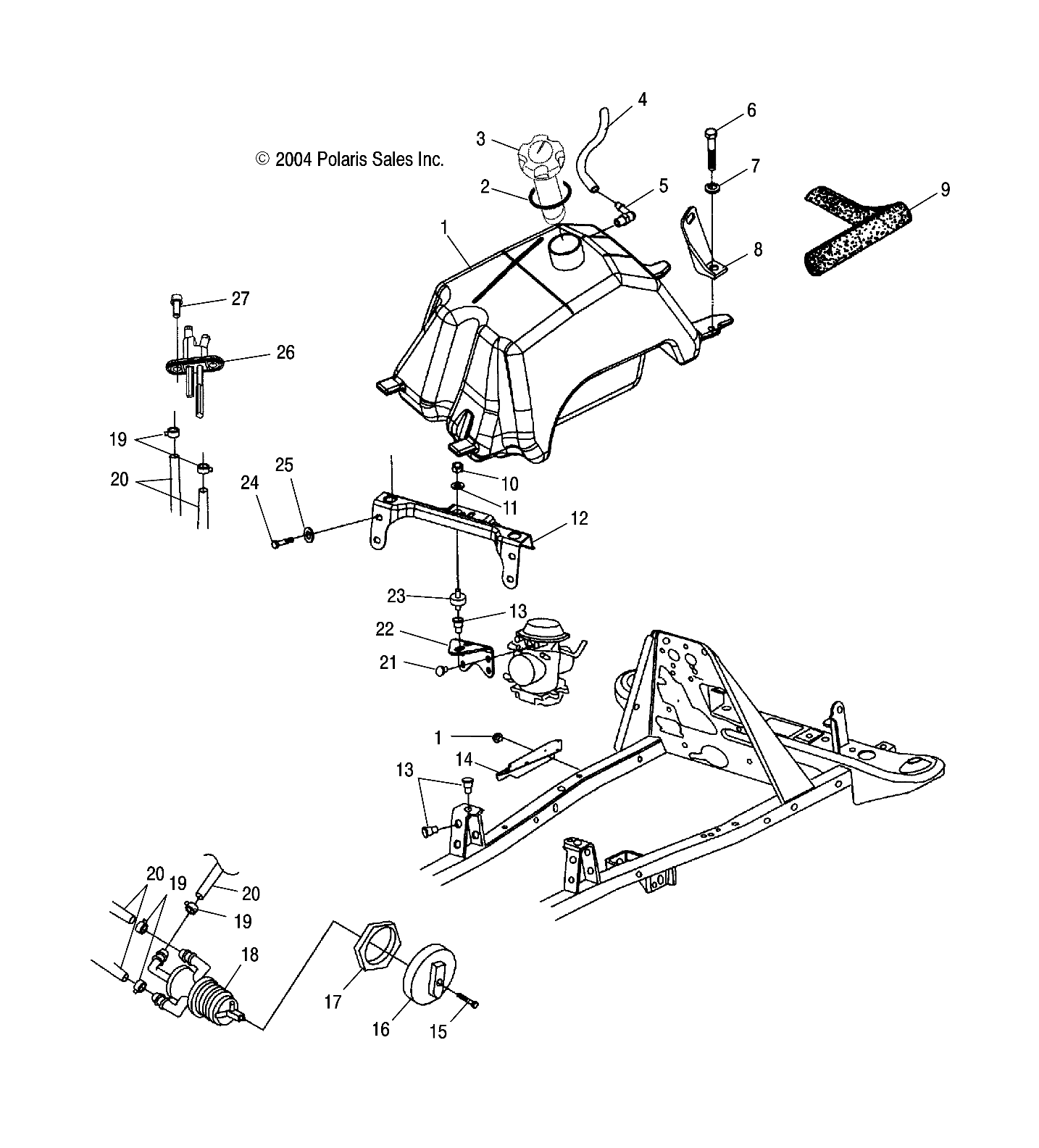 FUEL TANK and CARBURETOR MOUNTING - A05CB32AA (4994889488A13)