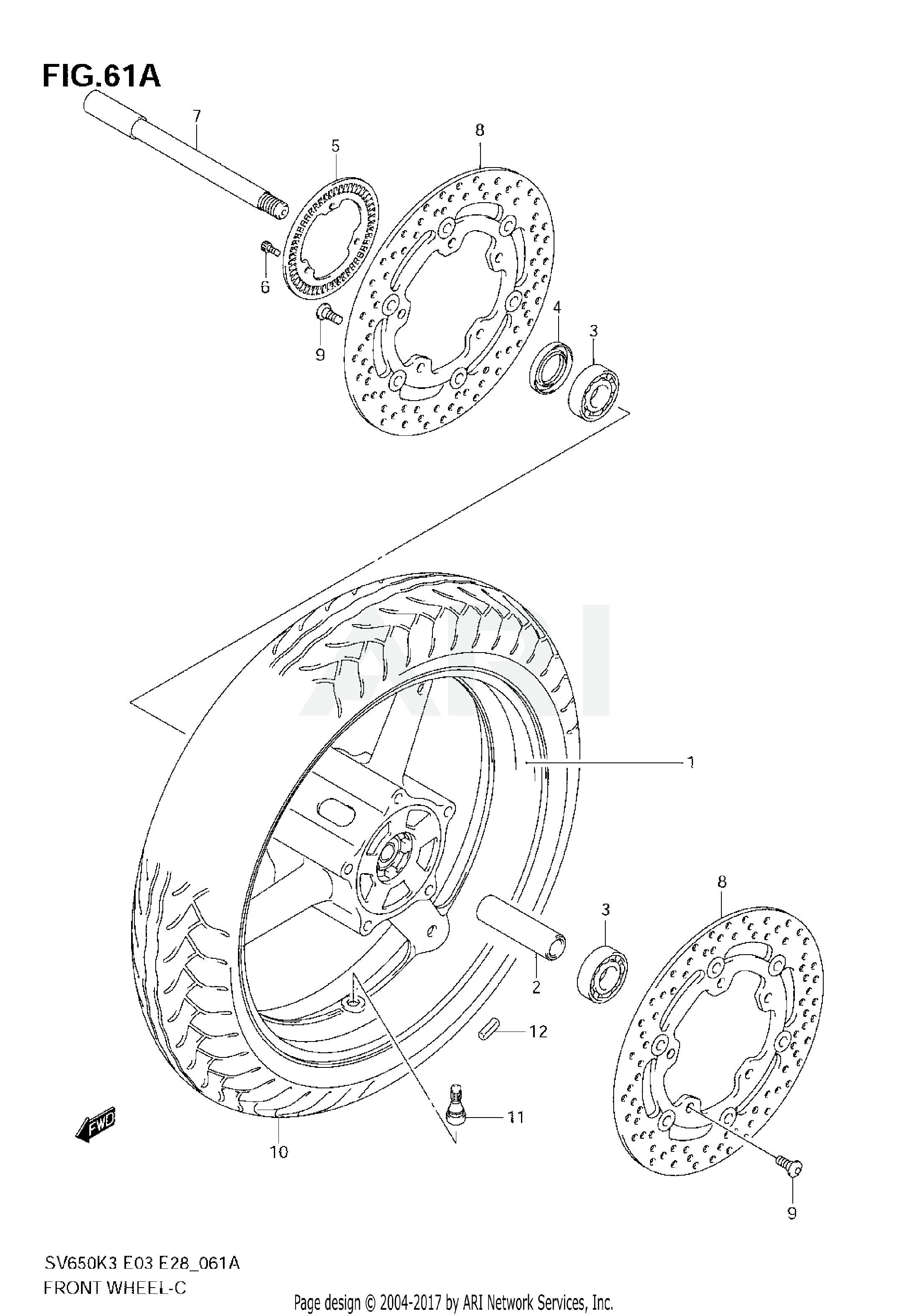 FRONT WHEEL (SV650AK7/SAK7)