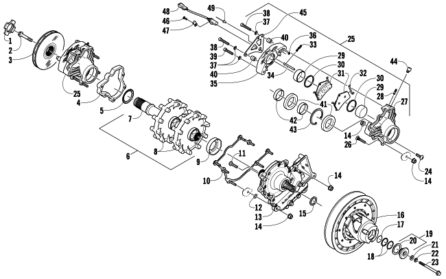 DRIVE TRAIN SHAFT AND BRAKE ASSEMBLIES