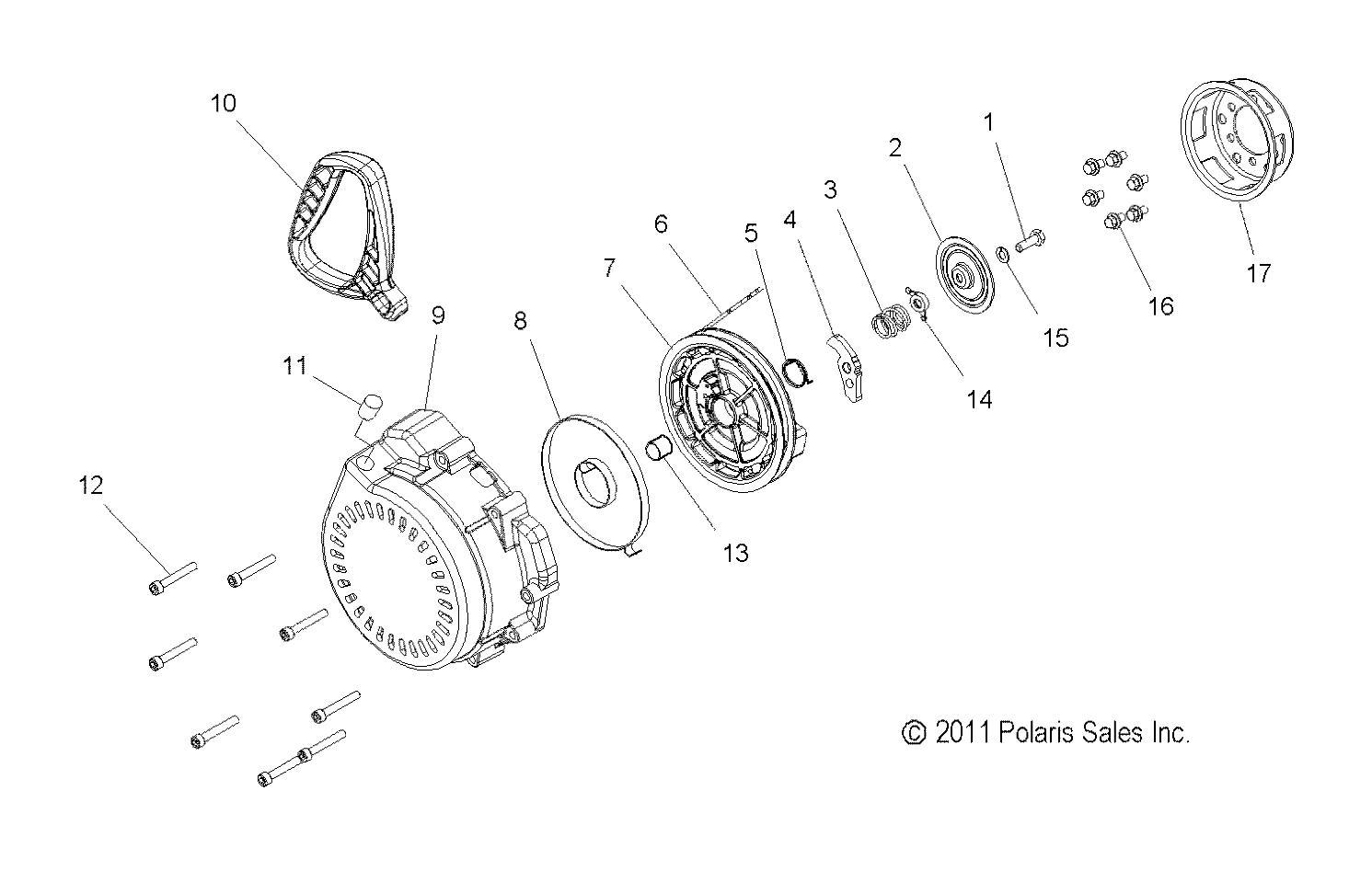 ENGINE, RECOIL STARTER - S12BR8GSA/GSL (49SNOWRECOIL12SB)