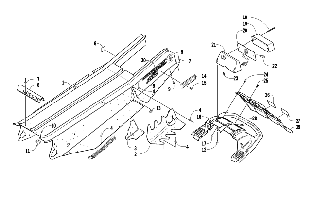 TUNNEL, REAR BUMPER, AND TAILLIGHT ASSEMBLY