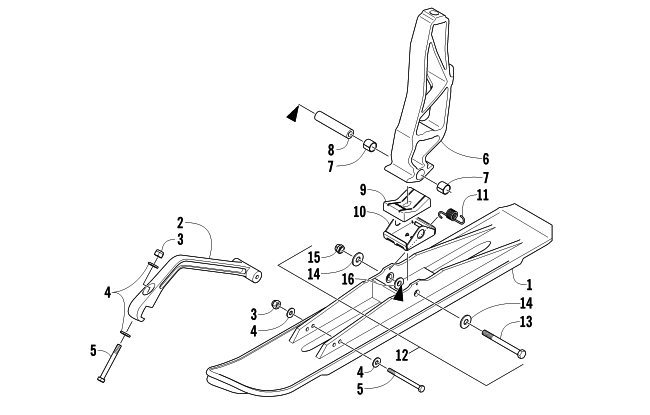 SKI AND SPINDLE ASSEMBLY